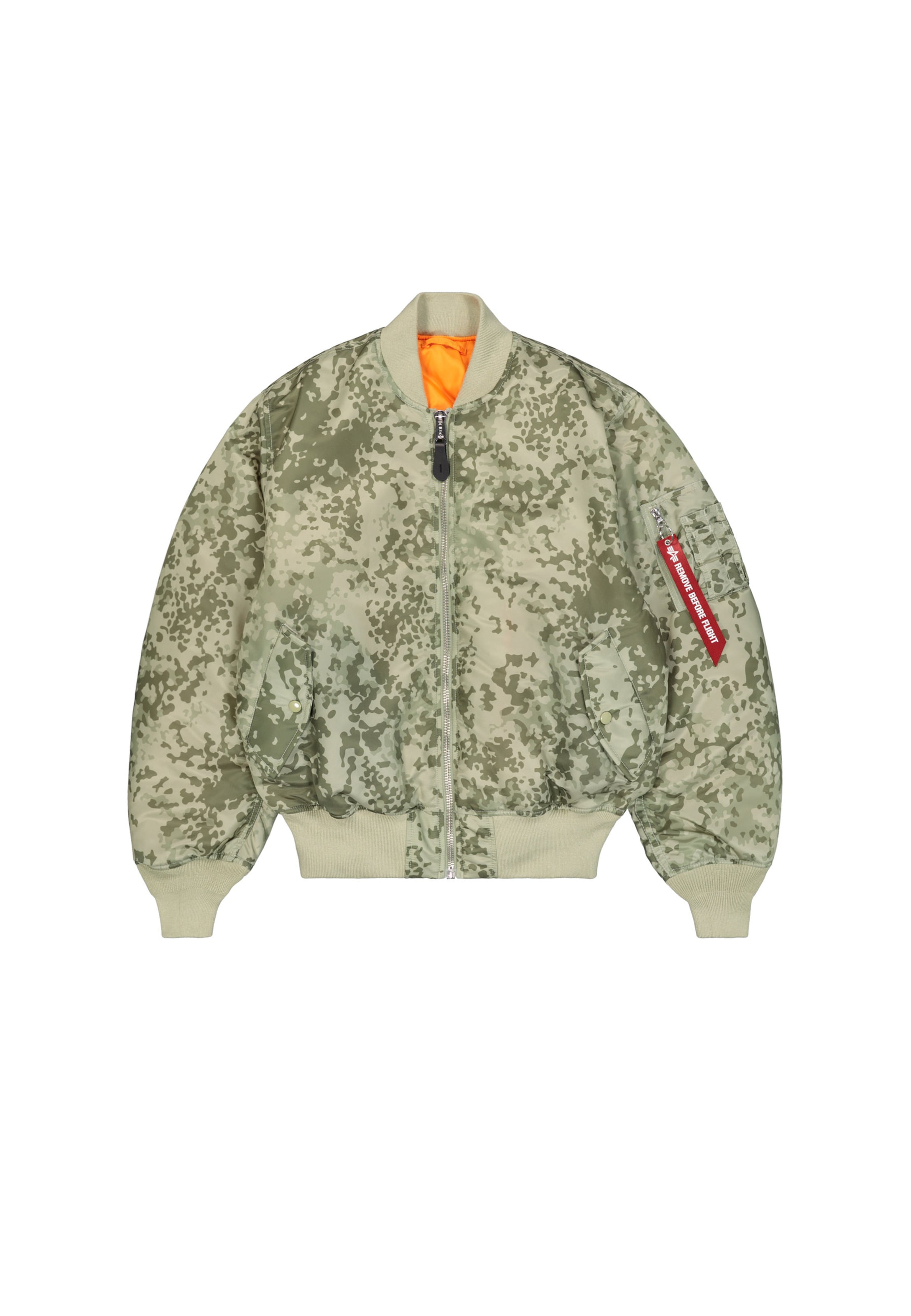 ALPHA INDUSTRIES Veste mi-saison 'MA-1 Heritage' en XL en kaki / olive / orange, Vue avec produit