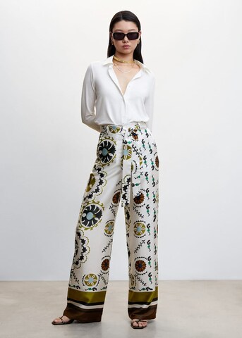 MANGO Wide leg Pants 'Cordoba' in White