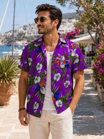King Kameha Shirt 'Cherryparrot' in Purple