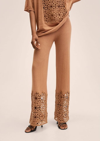 MANGO Wide leg Broek 'Medusa' in Bruin: voorkant