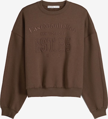 Sweat-shirt Bershka en marron : devant