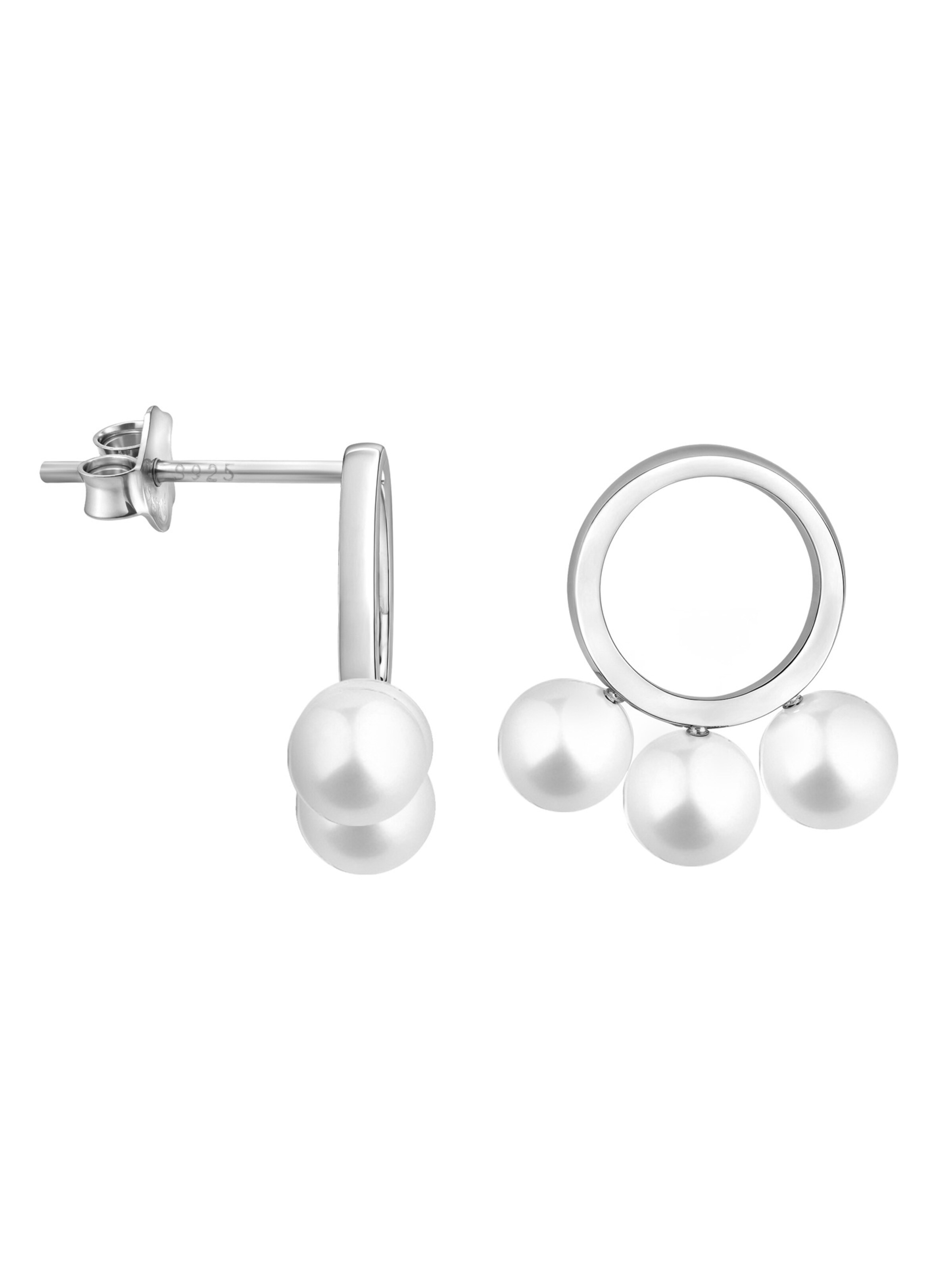 Sofia Milani Ohrringe 'Circle Pearl'‌‌‌‌‌‌ in Silber: Vorderseite
