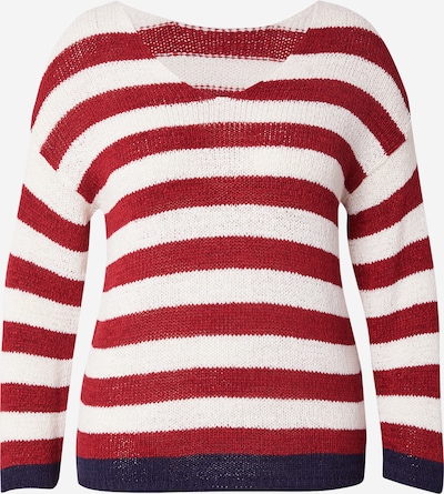 ONLY Carmakoma Pullover in 4XL in marine / karminrot / weiß, Produktansicht