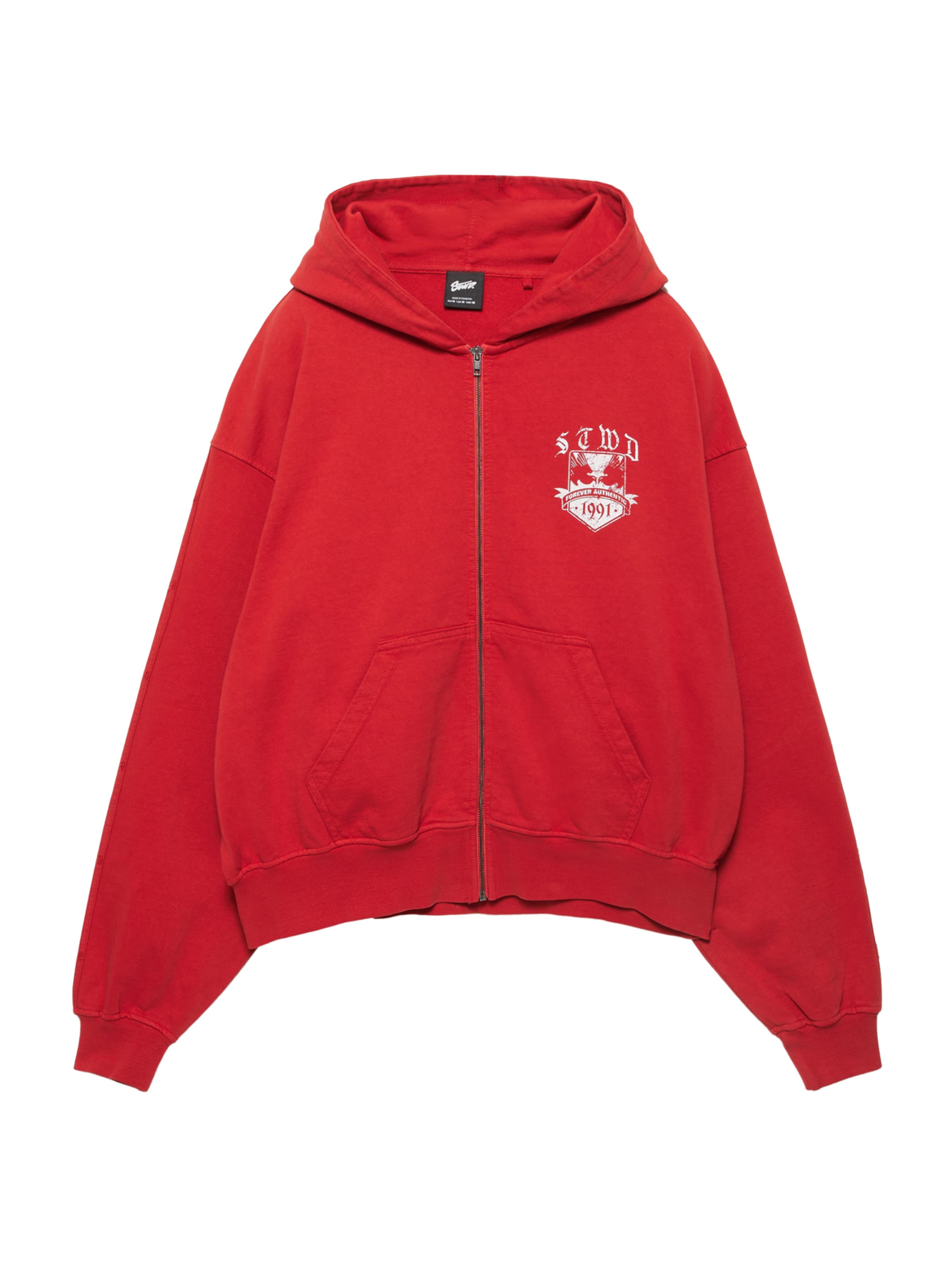 Pull&Bear Sweat jacket 'STWD' in Red: front
