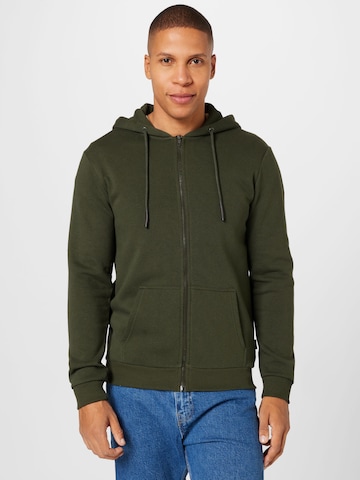 Only & Sons Regular fit Zip-Up Hoodie 'CERES' in Green: front