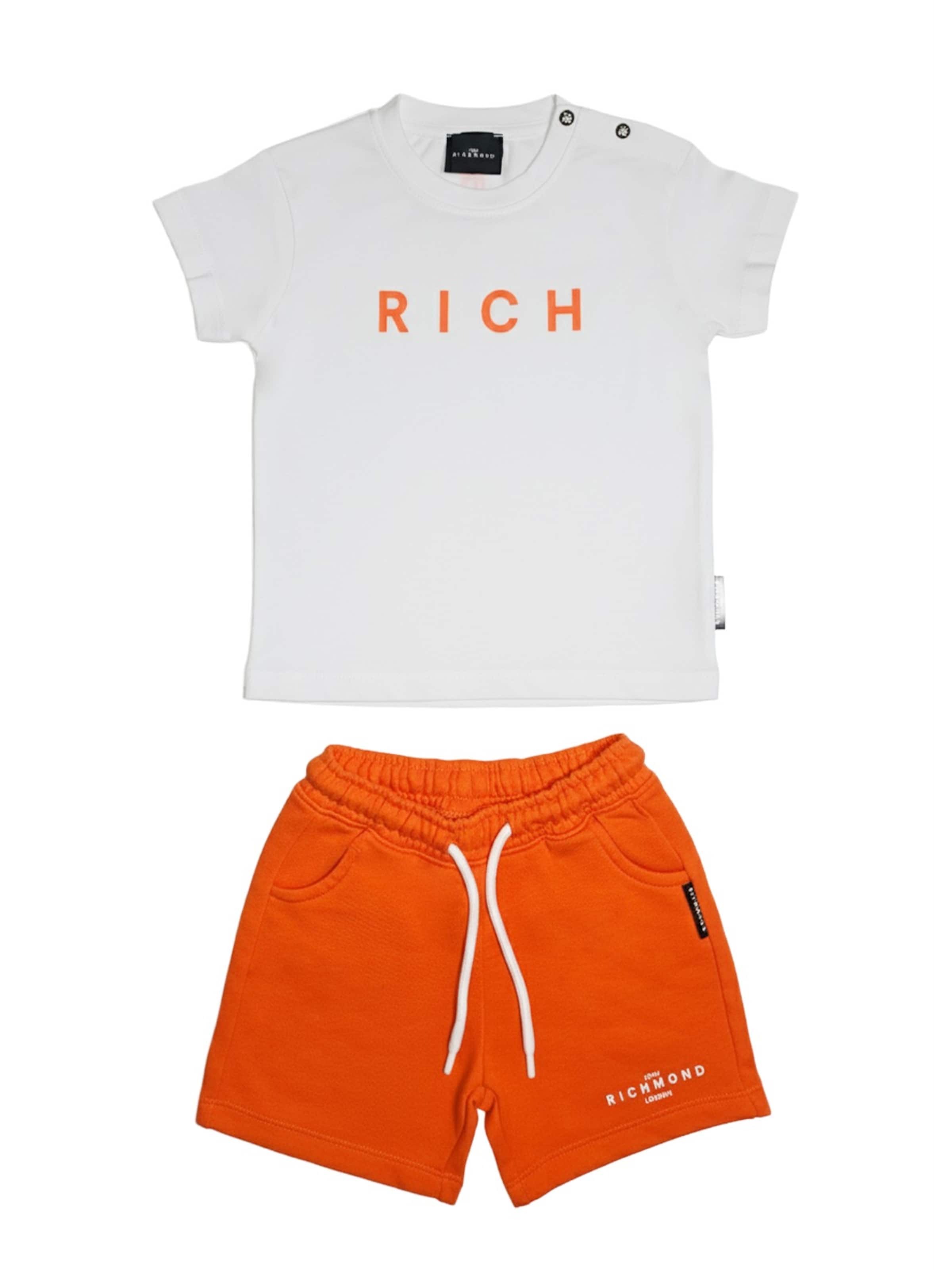 John Richmond - Conjunto 'Completo bianco-arancione per neonato' en blanco: frente