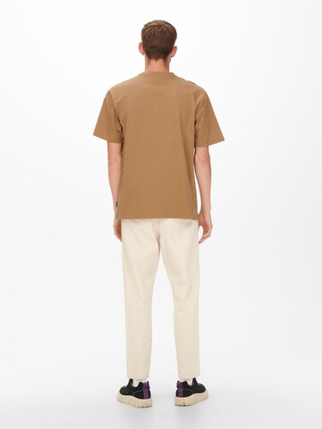 Only & Sons T-Shirt 'Fred' in Braun