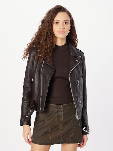 Veste mi-saison Schott NYC en marron : devant