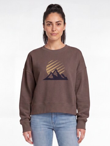 Watapparel Sweatshirt 'Mountain And Sun' in Brown: front