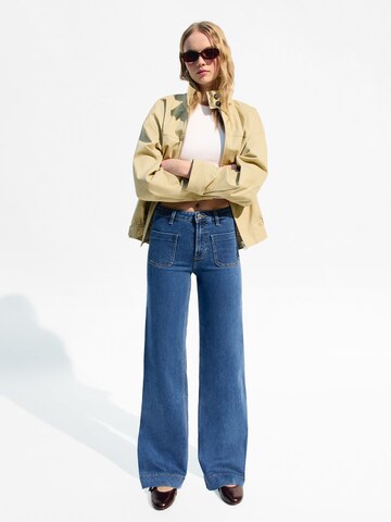 Wide Leg Jean Bershka en bleu