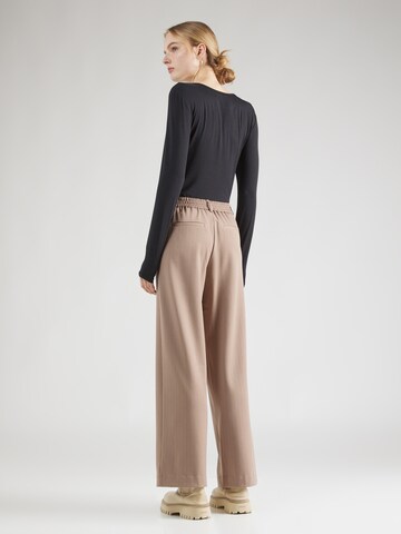 VILA Wide leg Broek 'VARONE' in Bruin