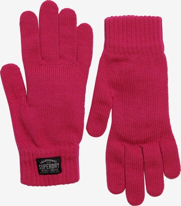 Superdry Full Finger Gloves in Pink: front