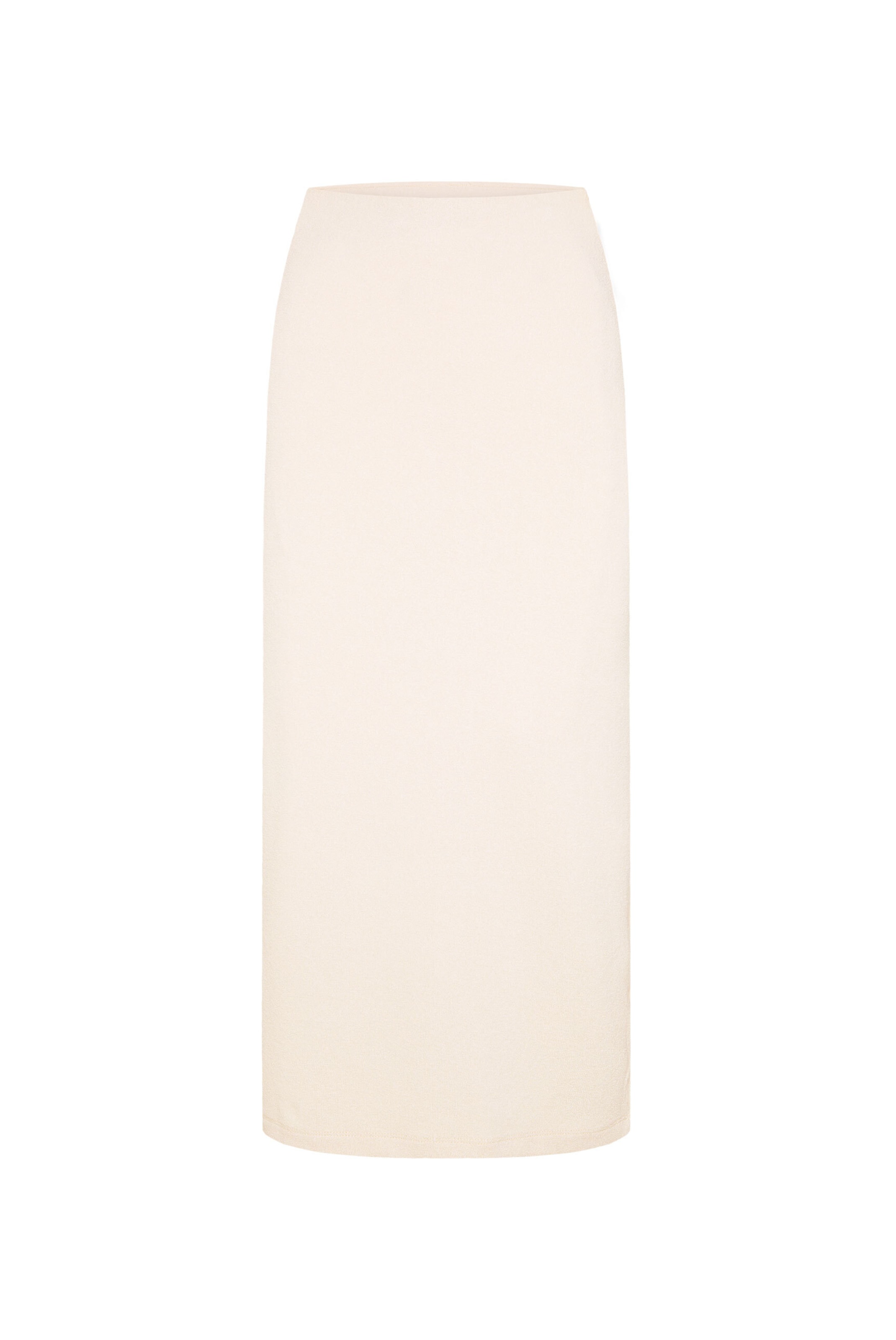 SENSES.THE LABEL Langer Rock FE:LI aus Struktur-Jersey in Beige: Vorderseite