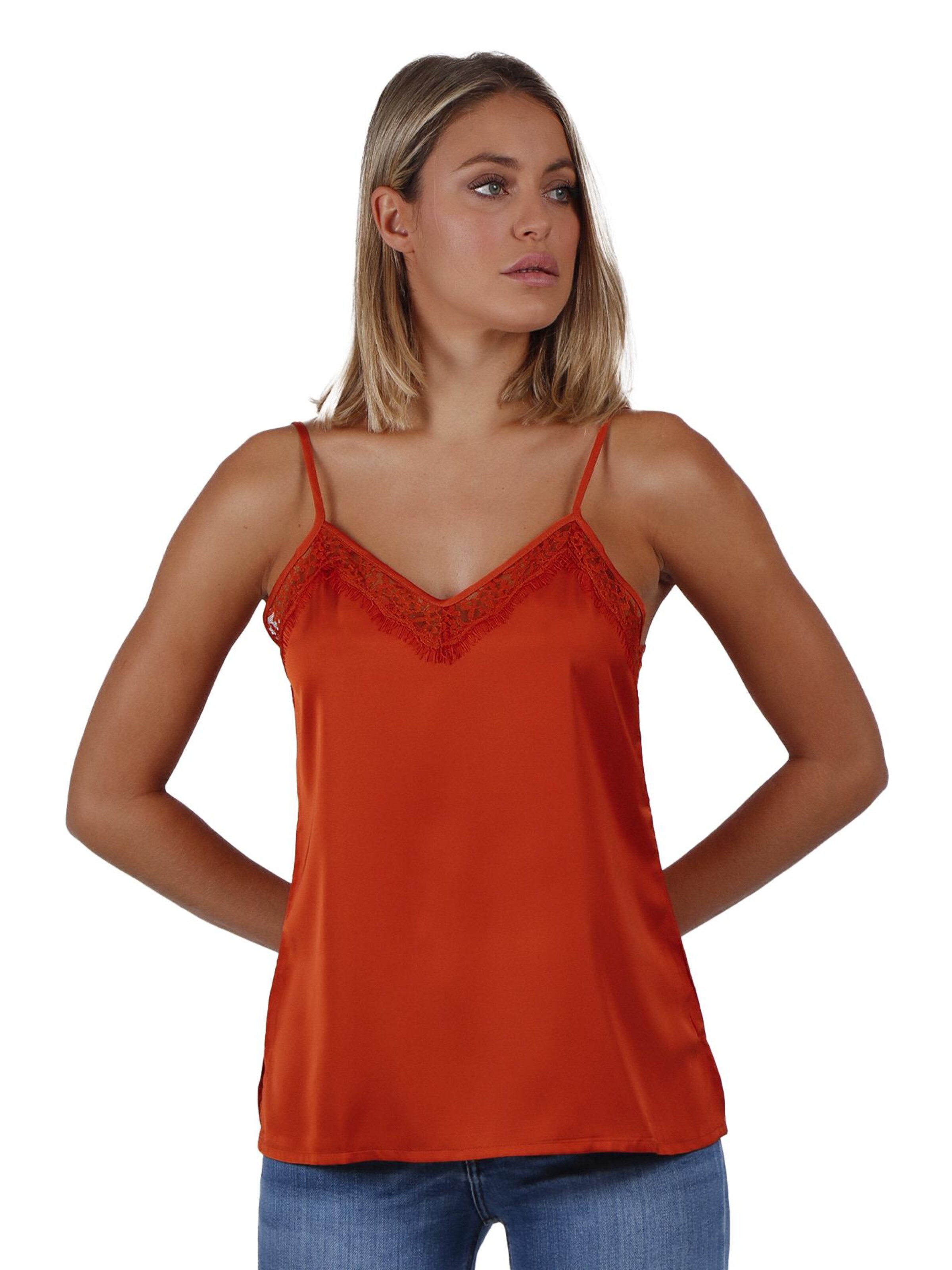 admas - Top 'ADMAS Camiseta Tirante Puntilla Escote para Mujer' en rojo: frente