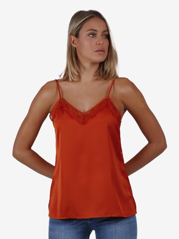 admas - Top 'ADMAS Camiseta Tirante Puntilla Escote para Mujer' en rojo: frente
