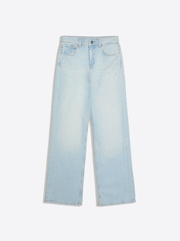 Bershka Široký strih Džínsy - Modrá: predná strana