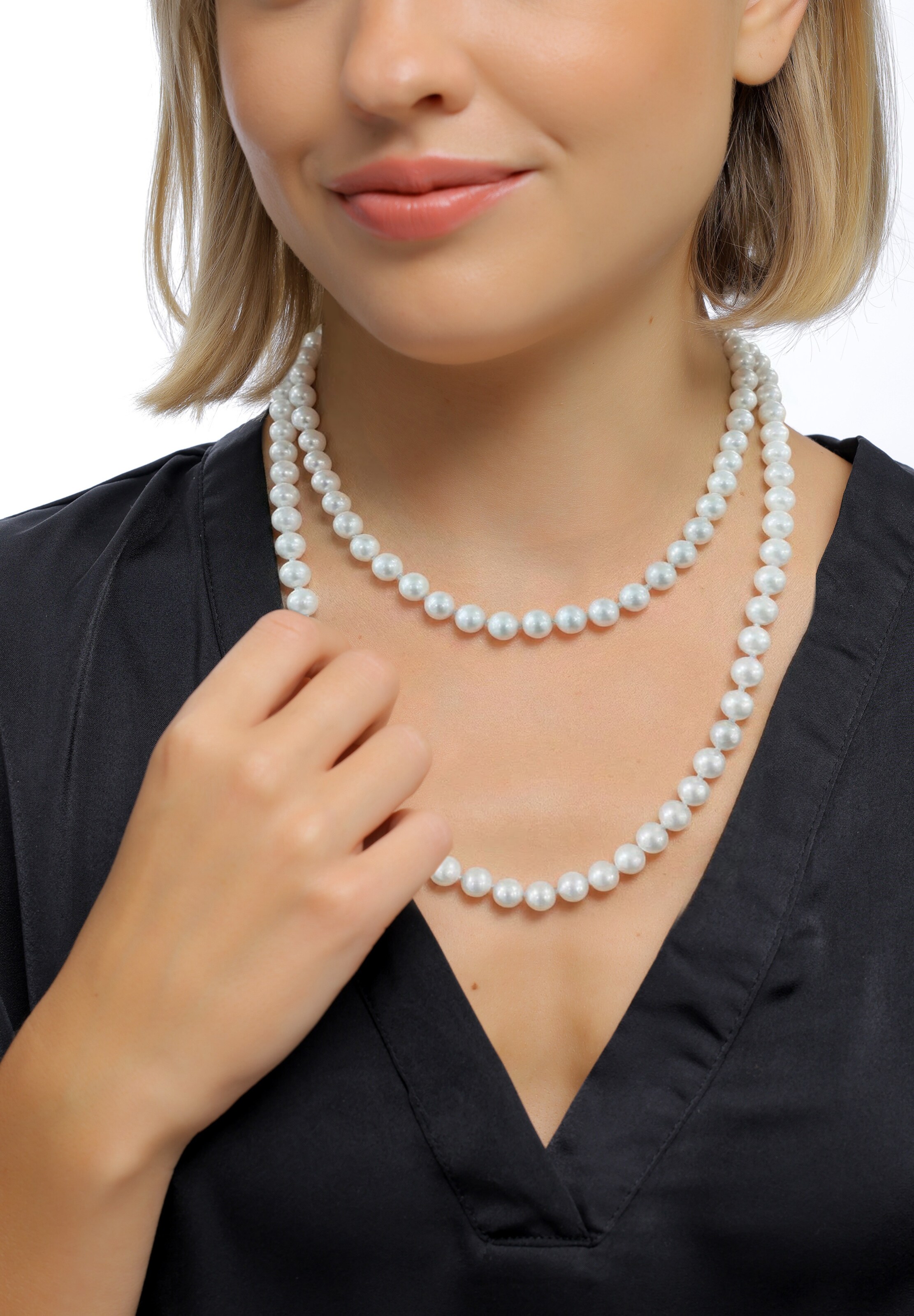 ELLI PREMIUM Necklace 'Pearl' in White: front
