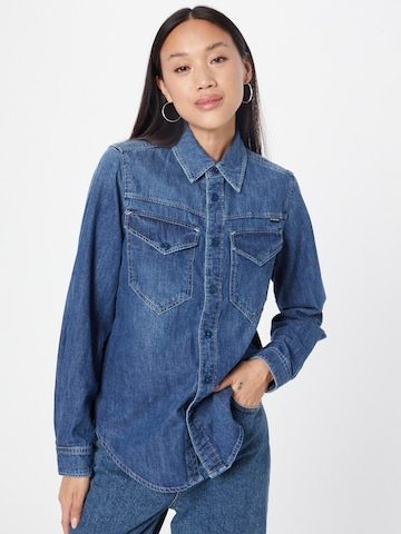 G-Star RAW Blouse 'Boxy' in Blue: front