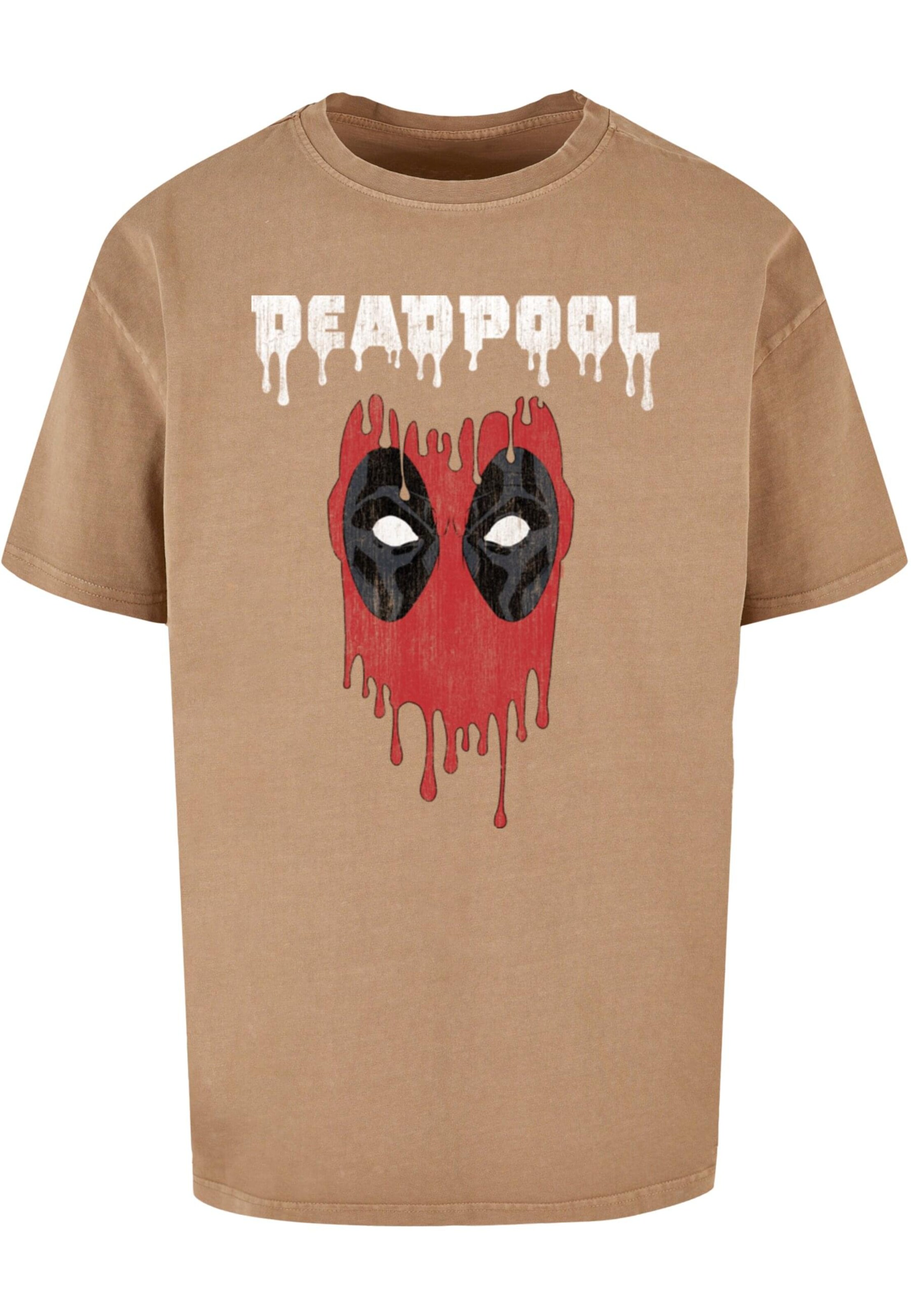 ABSOLUTE CULT Shirt 'Deadpool - Dripping Head' in Beige: voorkant