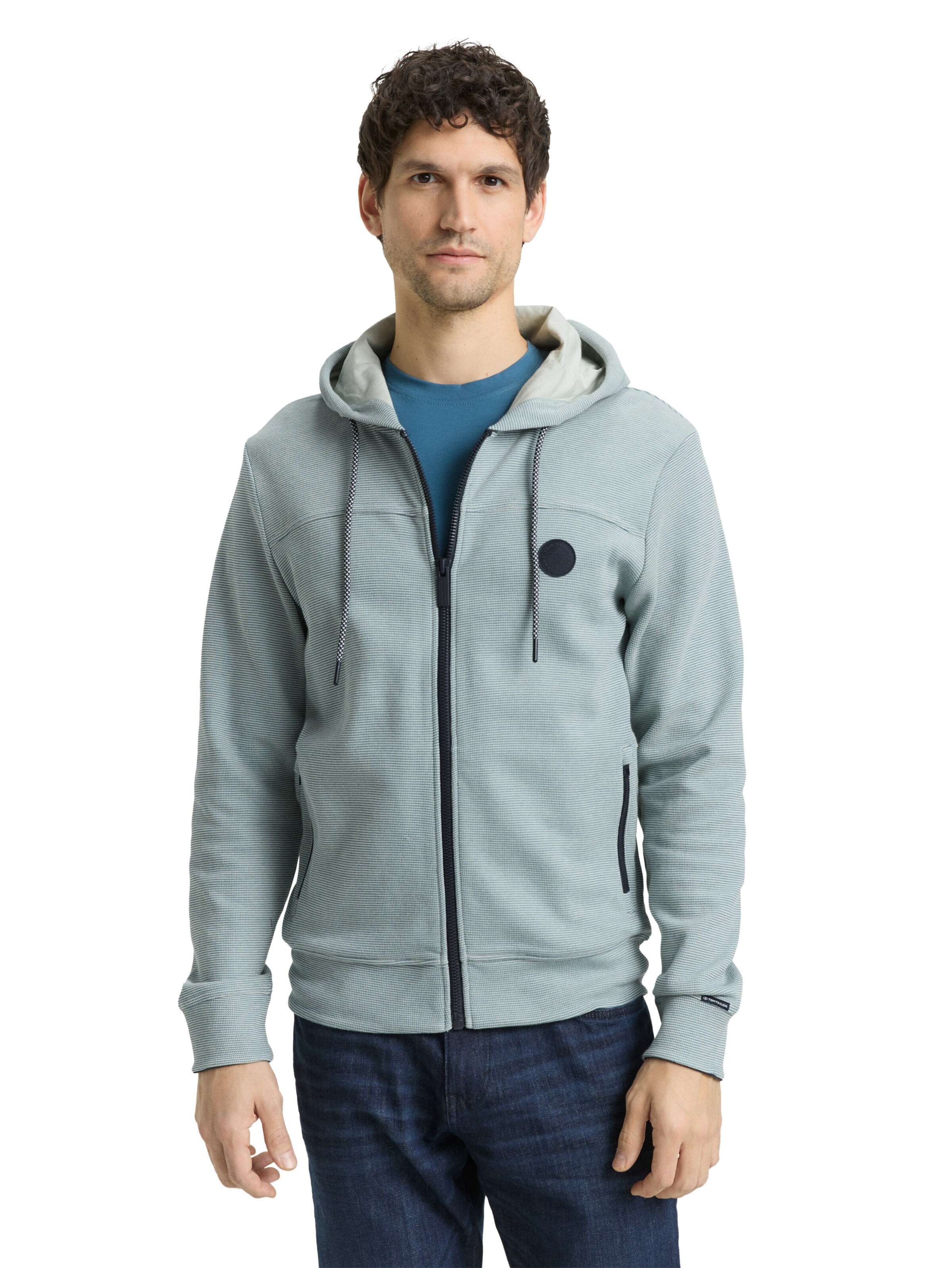 TOM TAILOR Sweatjacke in Grün: Vorderseite