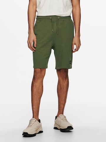 Only & Sons Regular Pants 'Neil' in Green: front