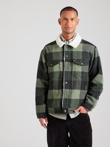 LEVI'S ® Prechodná bunda 'Relaxed Fit Plaid Sherpa Trucker Jacket' - Zelená: predná strana