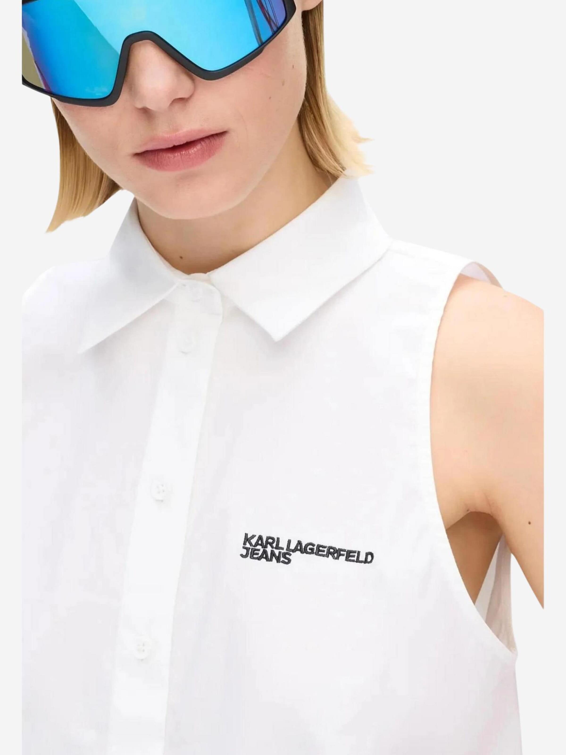 KARL LAGERFELD JEANS - Blusa 'KLJ Sleeveless Blouse B2W11020' en blanco