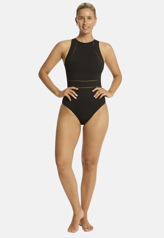 SEA LEVEL High neck Badeanzug 'Essentials' in Schwarz: Vorderseite