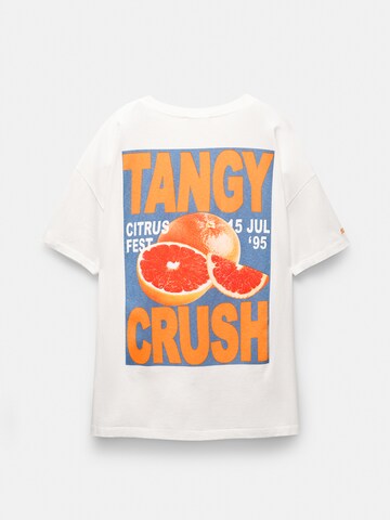 Pull&Bear Тениска 'PACIFIC CITRUS' в бяло