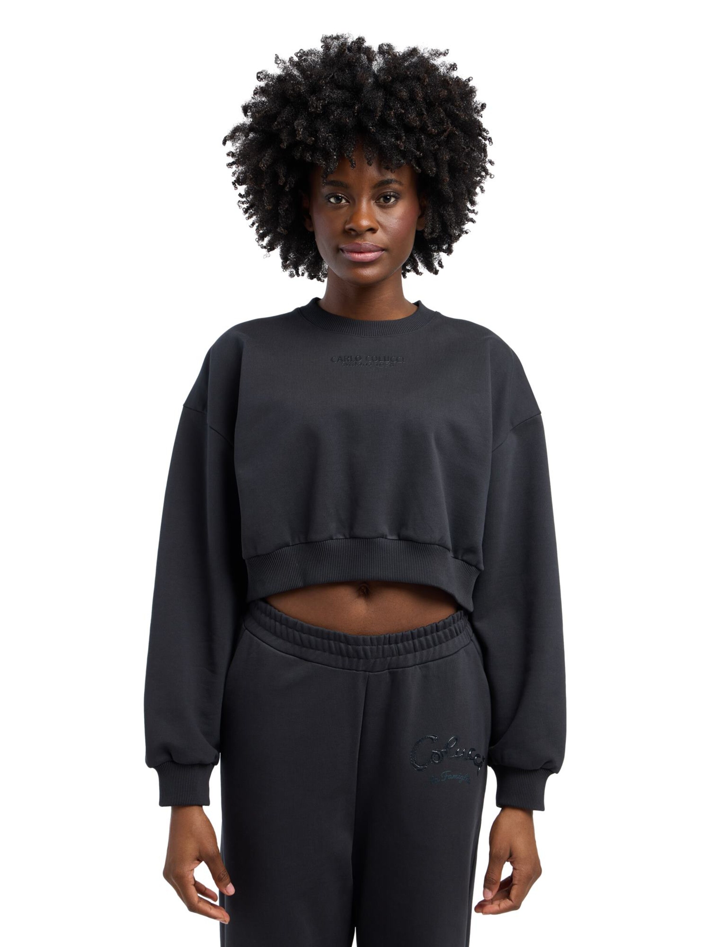 Carlo Colucci Sweatshirt 'Durante' in Zwart: voorkant