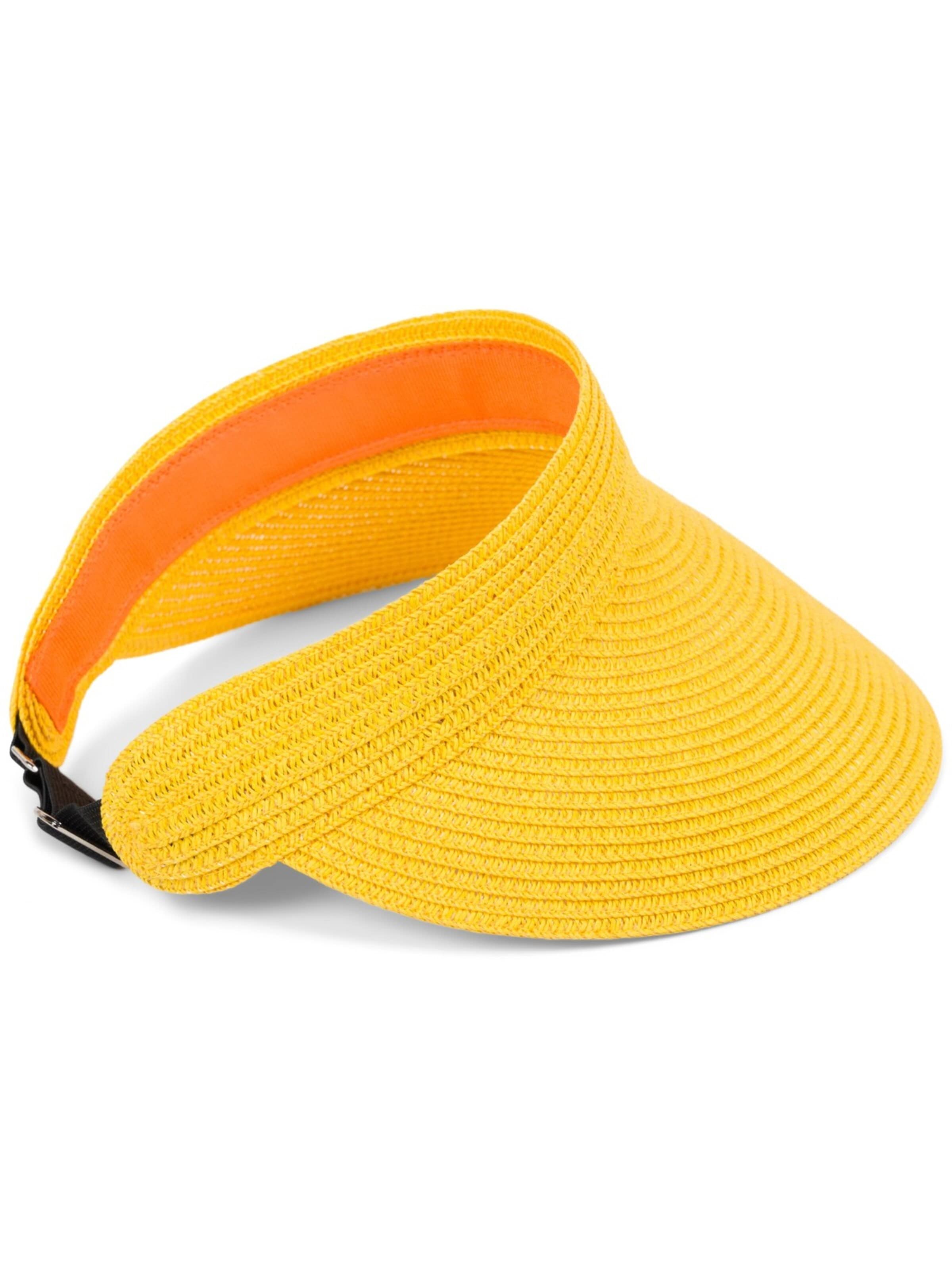 styleBREAKER Cap 'Papierstroh Visor Cap Einfarbig' in Yellow: front
