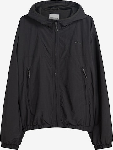 Bershka Přechodná bunda – černá: přední strana