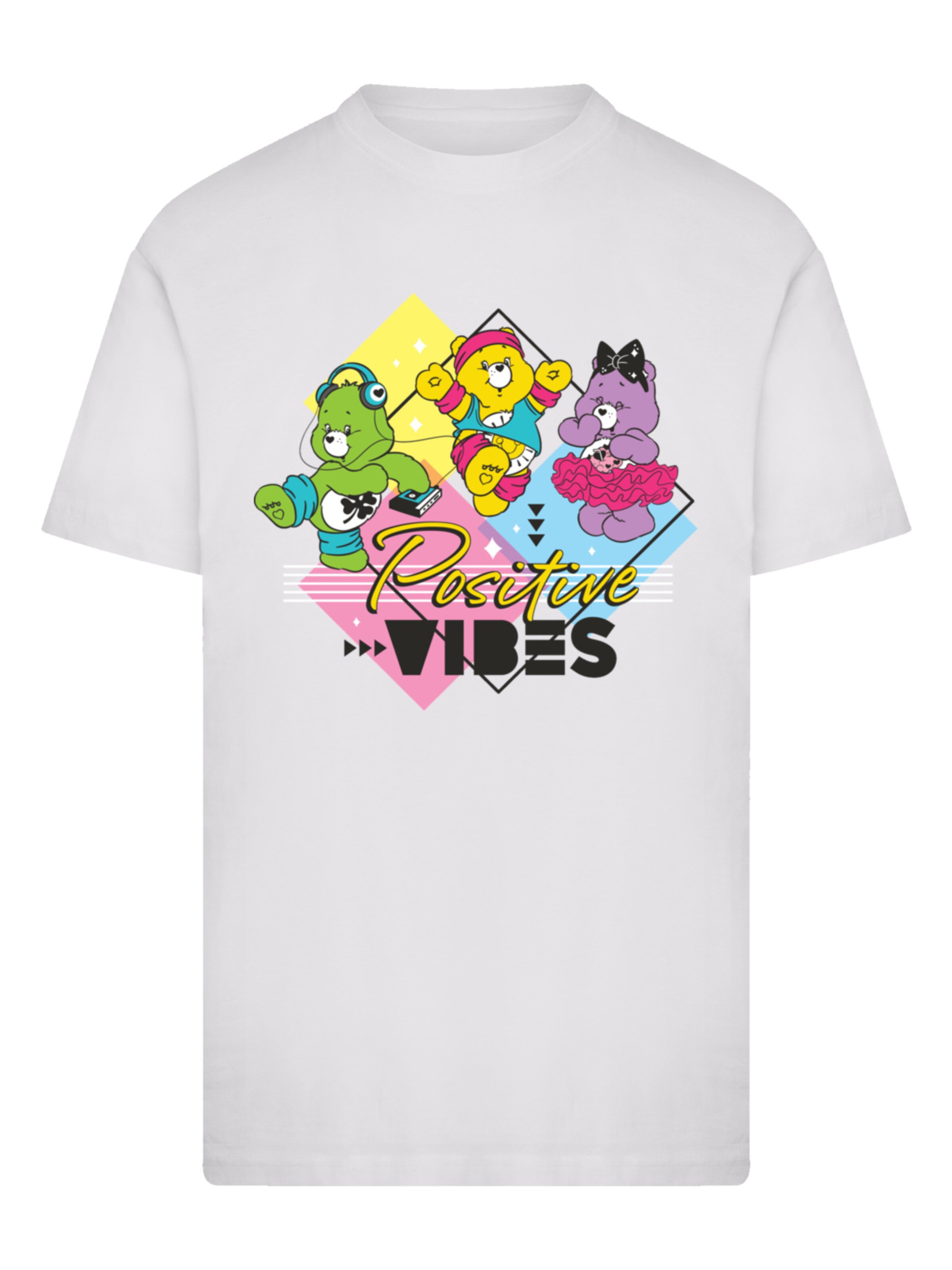 F4NT4STIC Shirt 'Care Bears Good Luck Bear Positive Vibes' in White: front