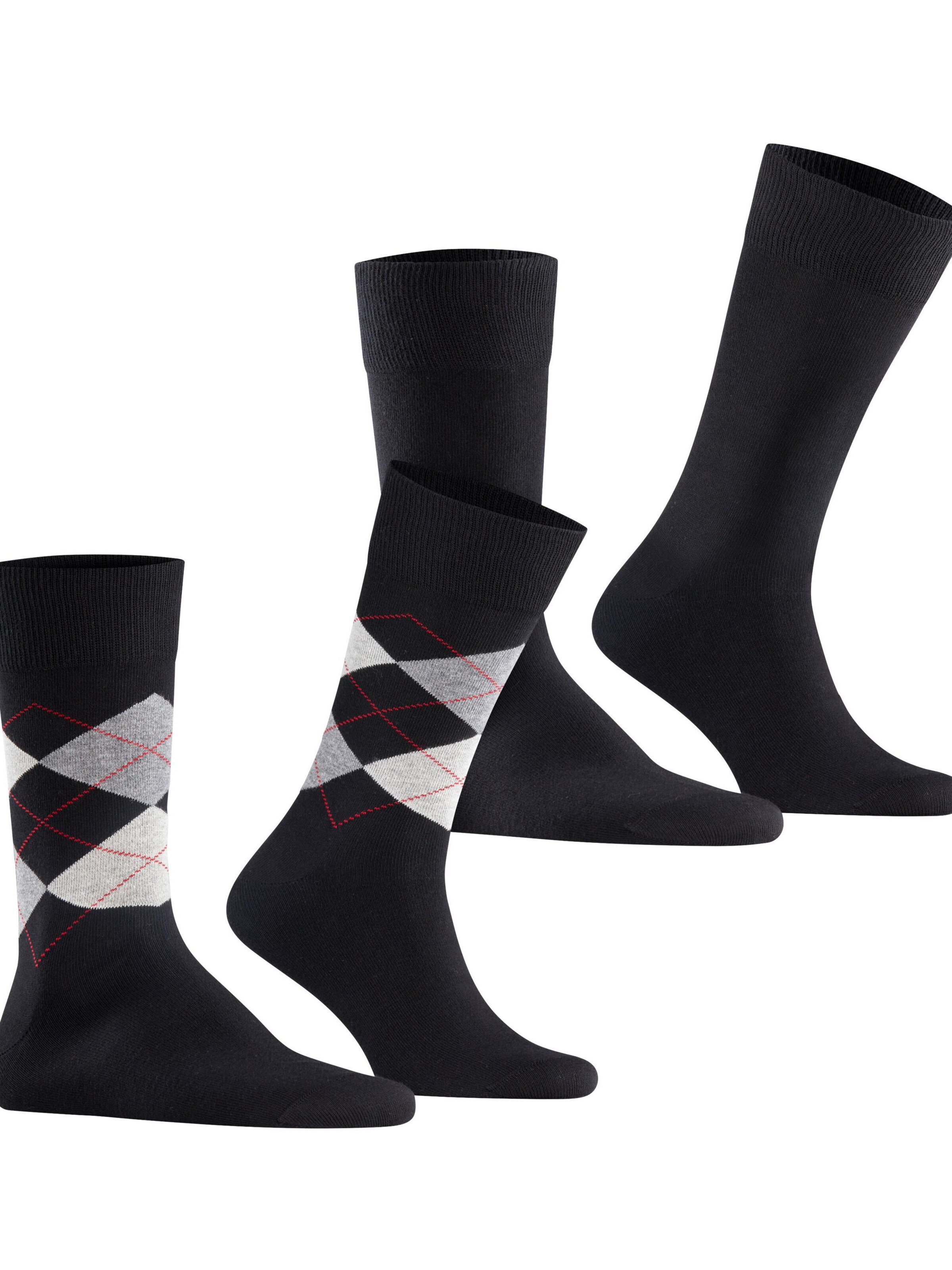 BURLINGTON Socks 'Everyday Argyle Mix 2-Pack' in Black