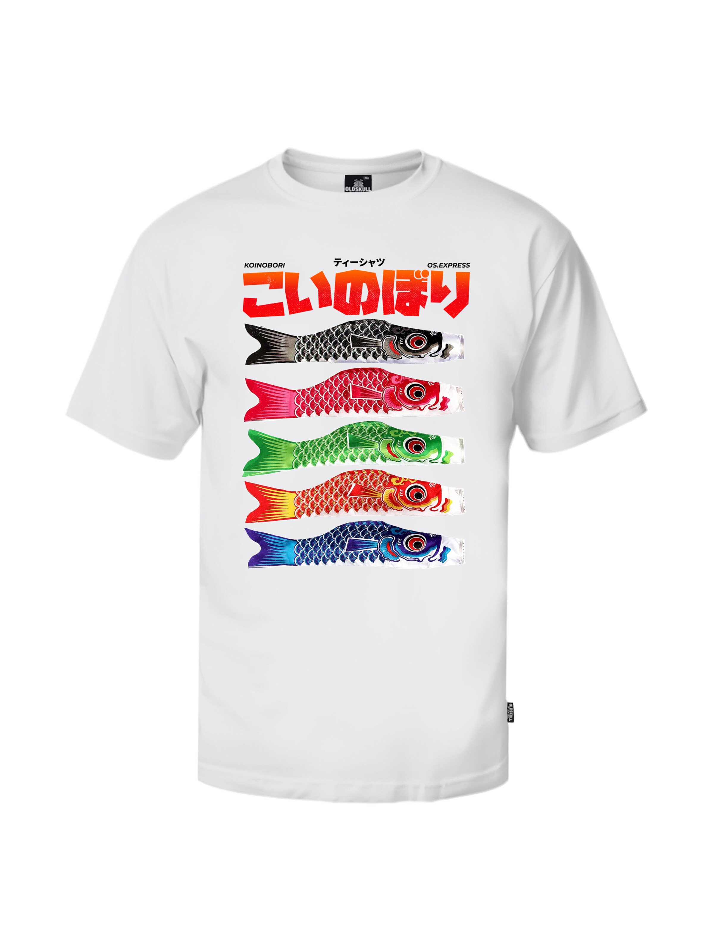 Oldskull Shirt 'Asian Koi' in Wit: voorkant