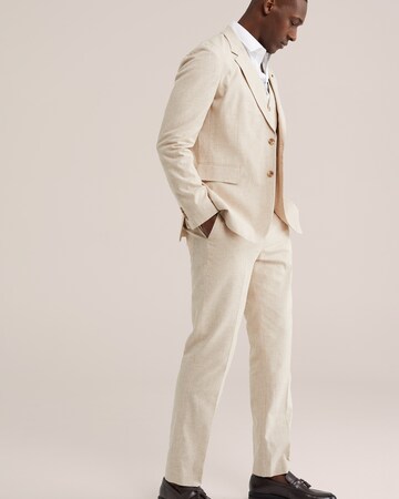 WE Fashion Слим фит Панталон с ръб 'Micropatroon' в бежово