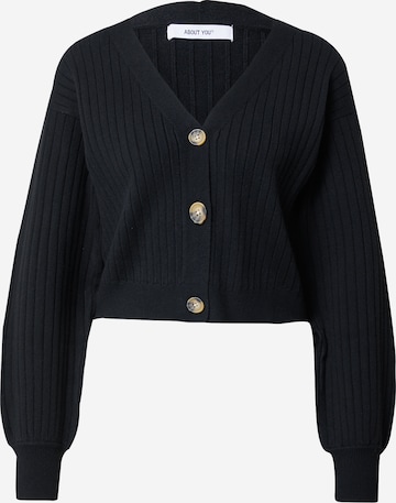 ABOUT YOU Knit Cardigan 'Leoni' in Black: front