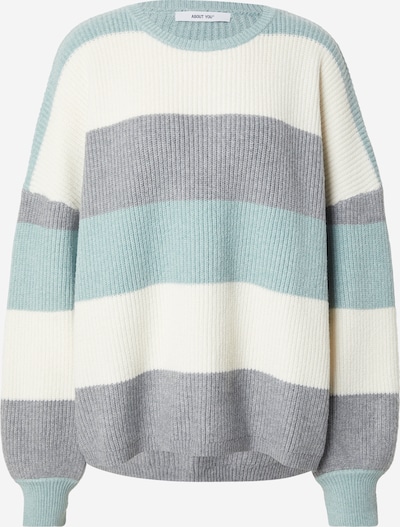 ABOUT YOU Široki pulover 'Mina' u siva melange / menta / vuneno bijela, Pregled proizvoda