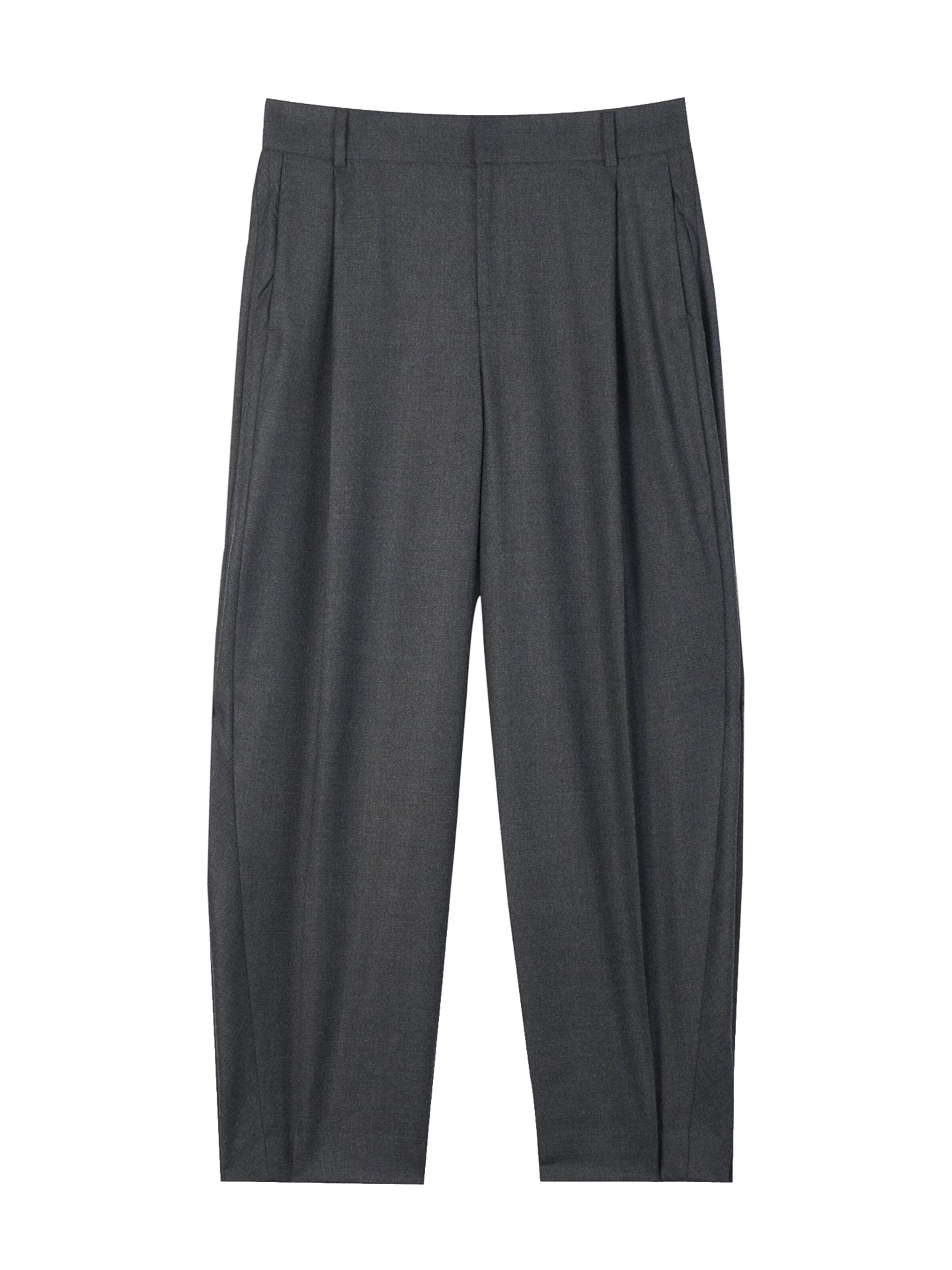 GOBI Cashmere Wide Leg Bügelfaltenhose 'Barrel-Leg Cashmere Pants'‌‌‌‌‌‌‌‌ in Grau: Vorderseite
