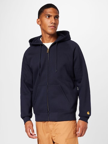Carhartt WIP Zip-Up Hoodie 'Chase' in Blue: front