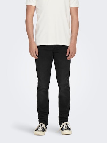 Coupe slim Jean Only & Sons en noir : devant