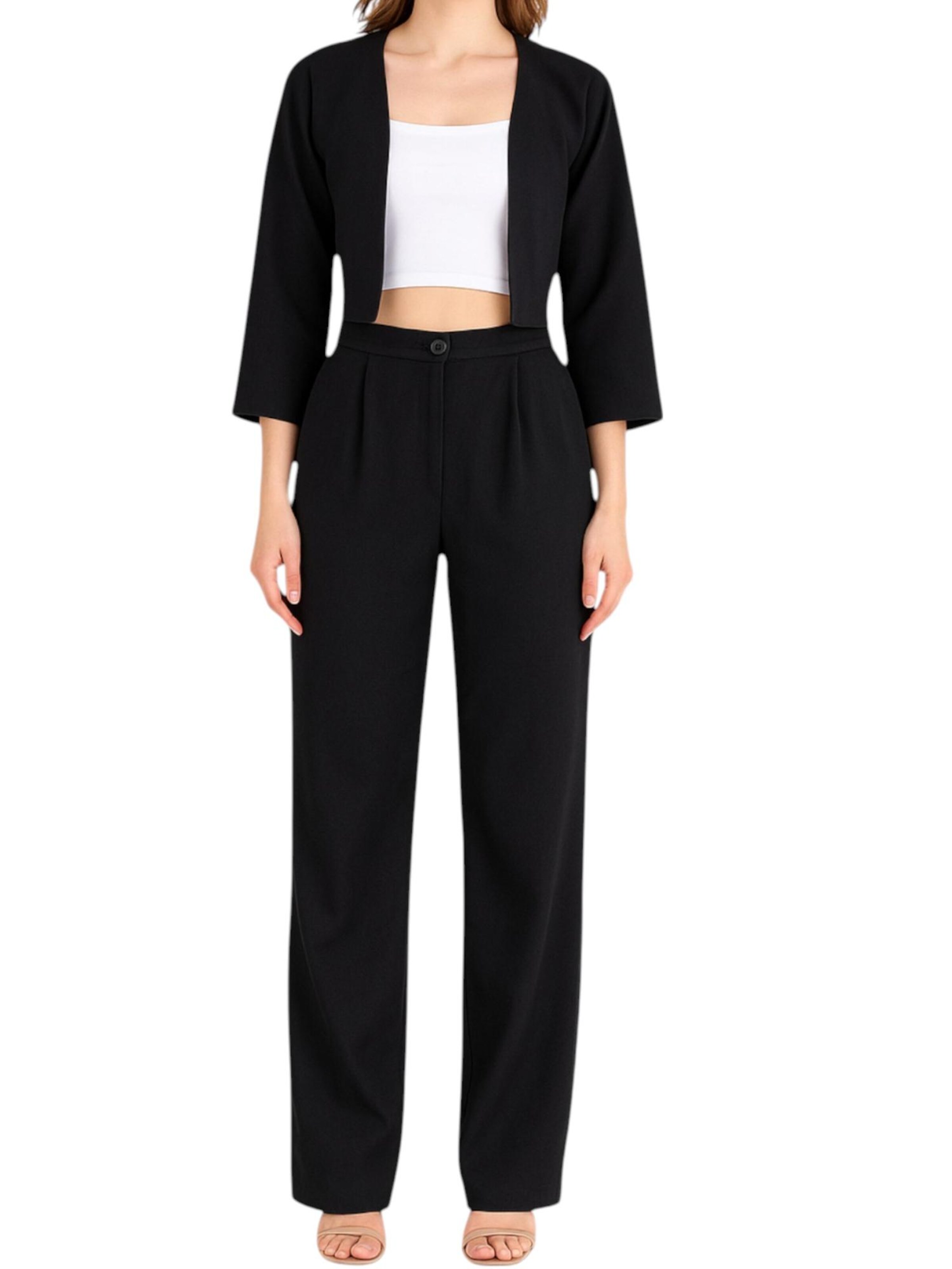 fashionshowcase Wide leg Broek 'LIRIN' in Zwart