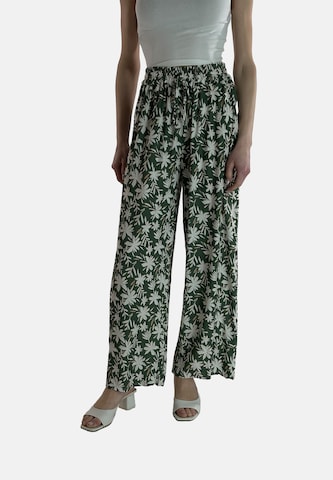 Elara Wide Leg Bukser i grøn: forside