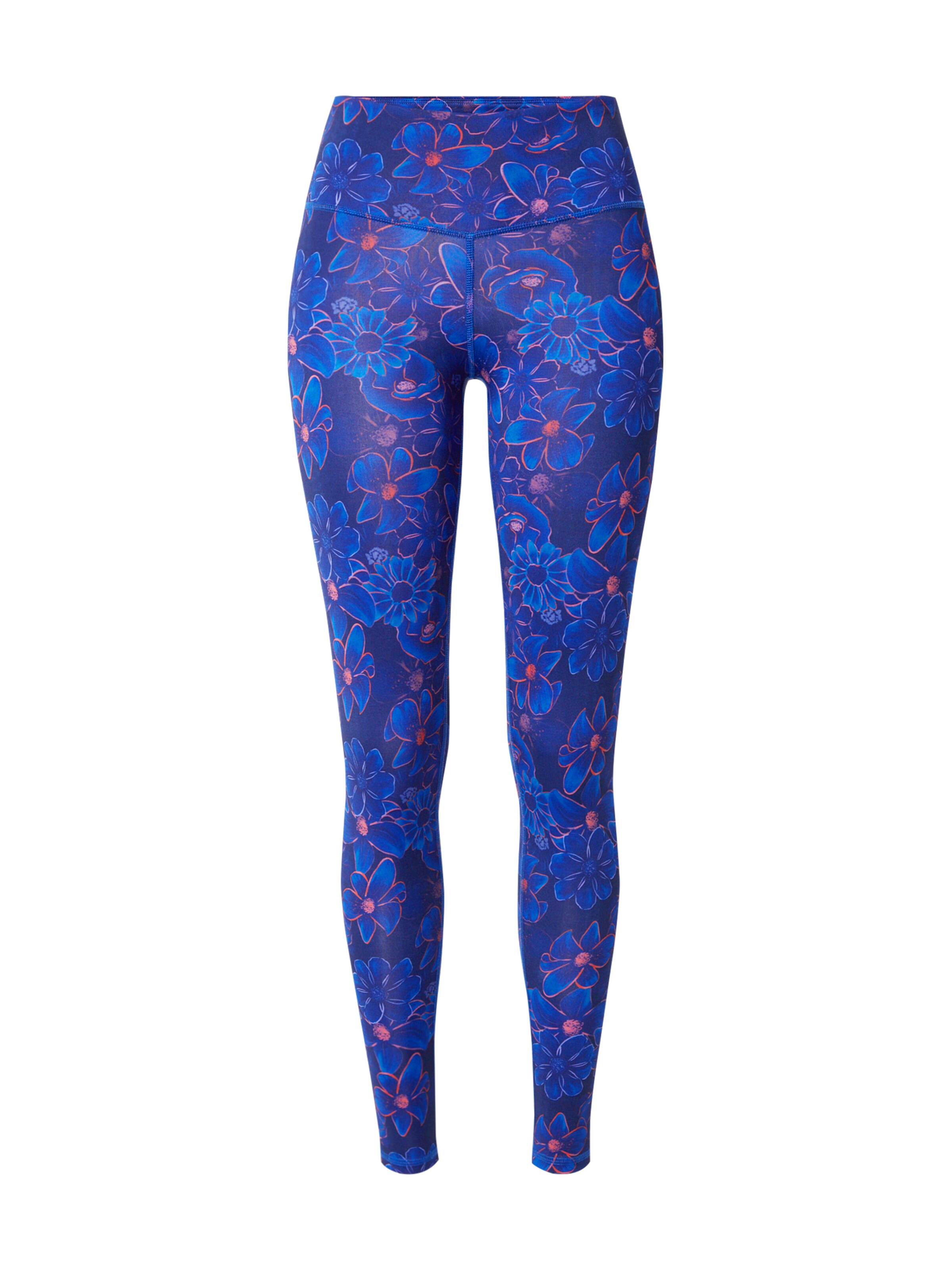 Hey Honey Skinny Workout Pants 'Flower Daze' in Blue: front