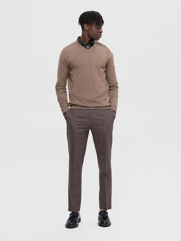 SELECTED HOMME Pullover 'Berg' in Braun