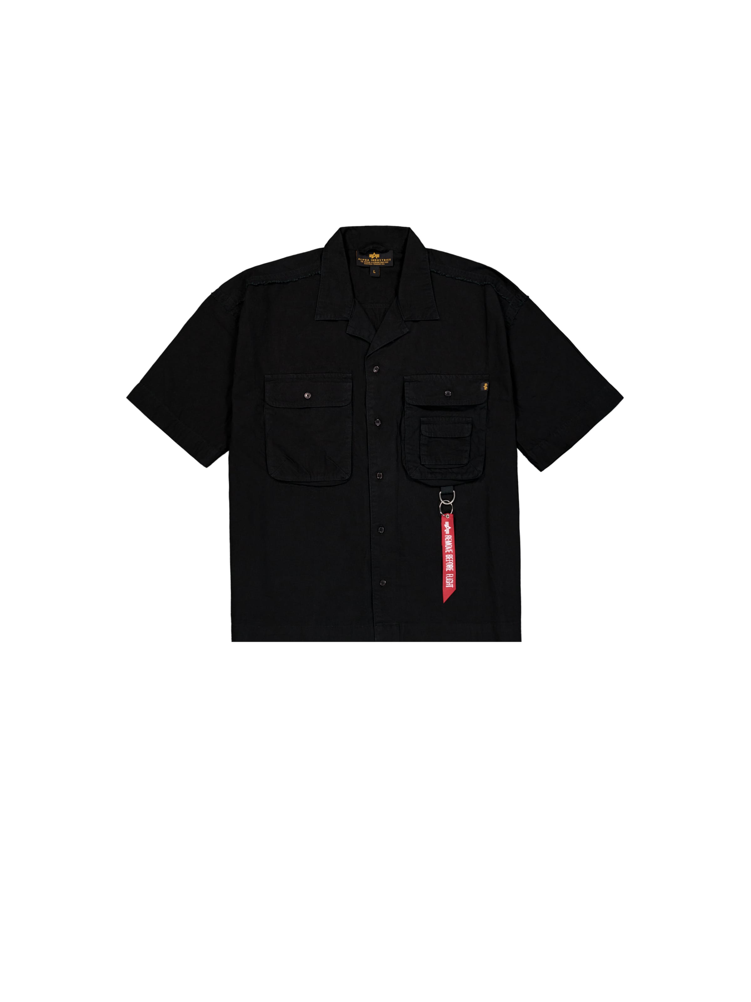 Comfort fit Camicia 'Aloha' di ALPHA INDUSTRIES in nero: frontale