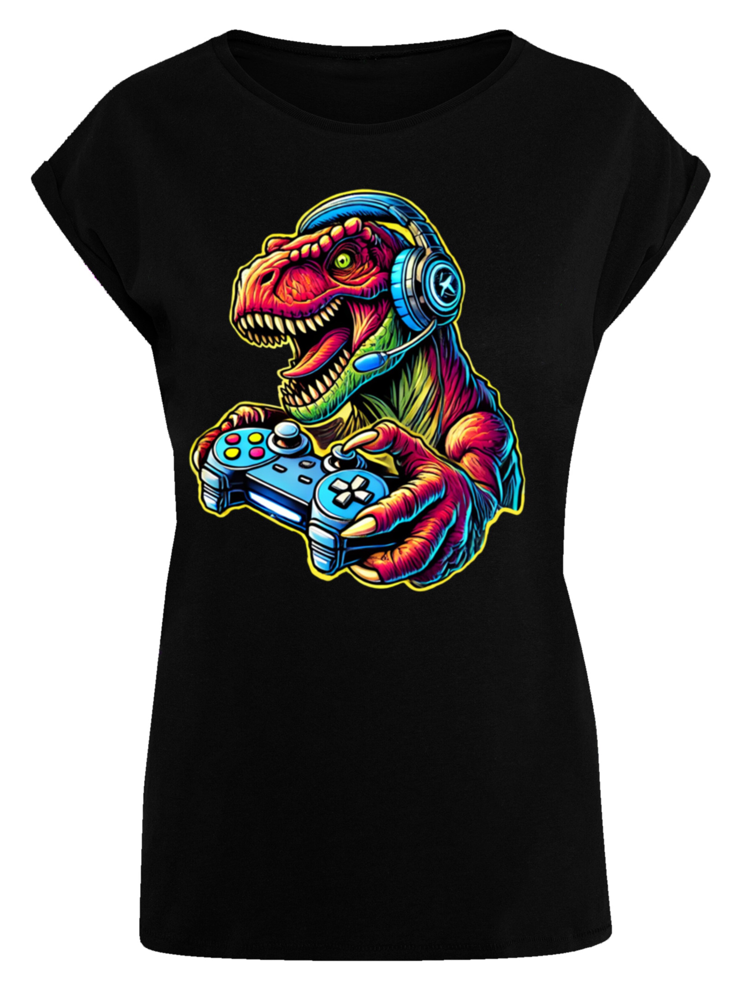 T-shirt 'Dinosaurier Gamer' F4NT4STIC en noir : devant