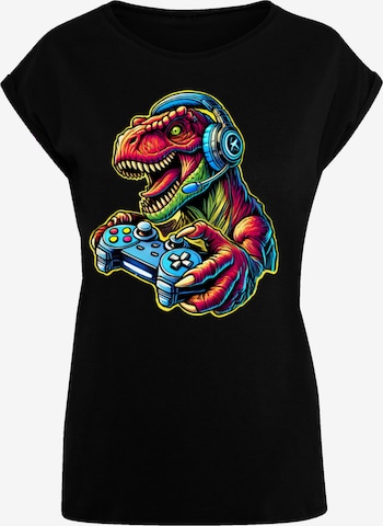 T-shirt 'Dinosaurier Gamer' F4NT4STIC en noir : devant