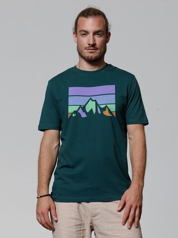 T-Shirt 'Retro Landscape' Watapparel en vert : devant