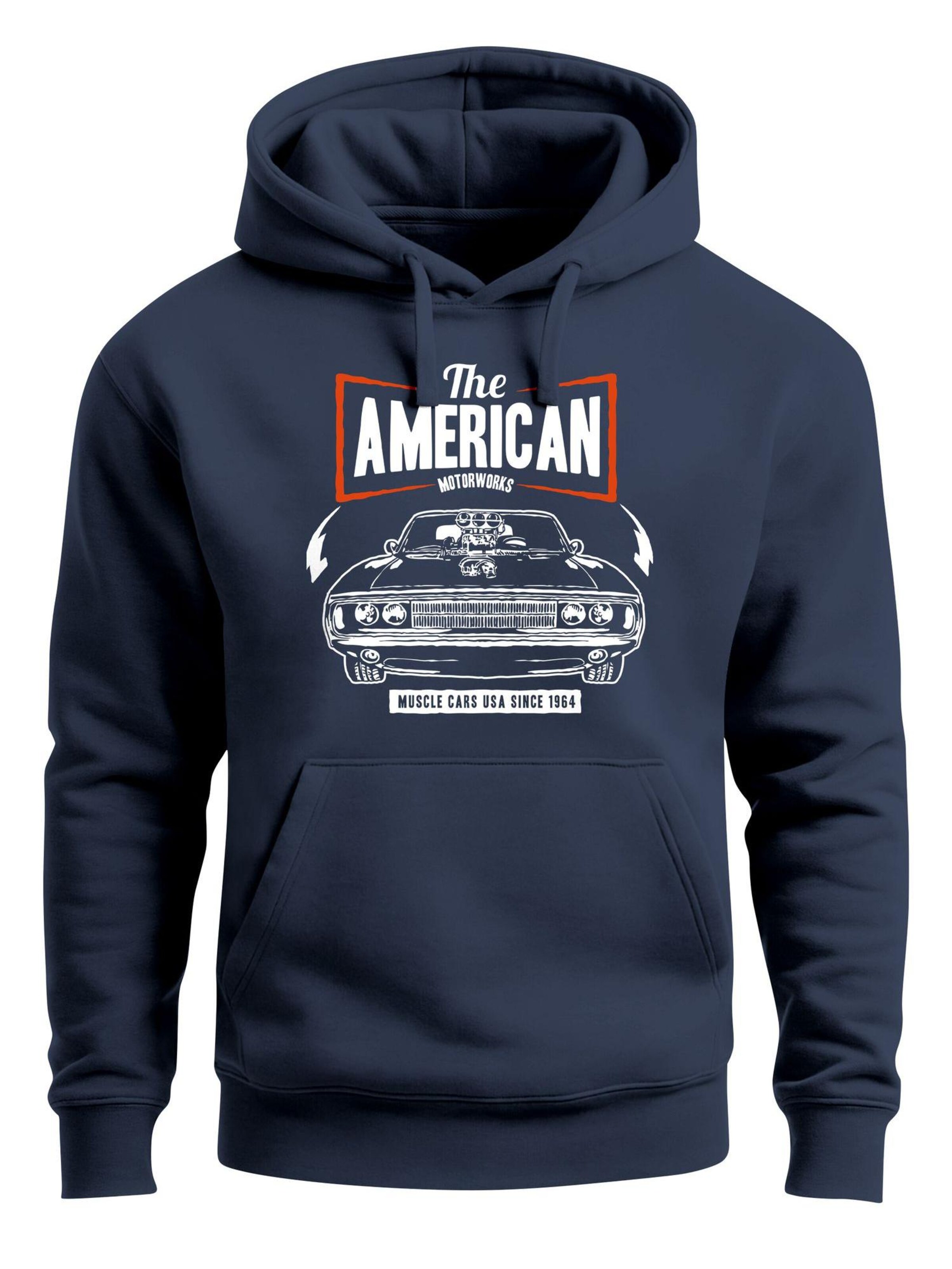 Neverless Sweatshirt 'American Muscle Car' in Blue: front